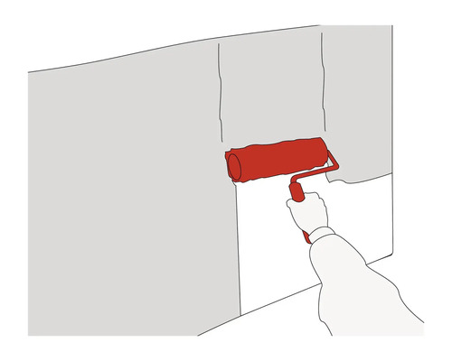 Illustratie van een persoon die een muur schildert met een verfroller