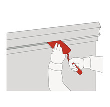 Illustratie van een persoon die een plamuurmes gebruikt om te voegen