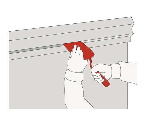 Illustratie van een persoon die een plamuurmes gebruikt om te voegen