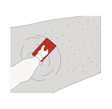 Illustratie van een hand die met een pleisterspaan een muur bepleistert