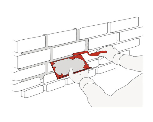 Illustratie: voegen van een bakstenen muur worden gevuld met een voegbord