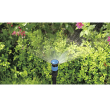 Tuinsproeier in gebruik voor het bewateren van planten