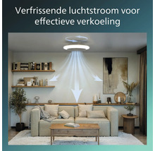 Woonkamer met plafondventilator voor luchtcirculatie