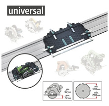 Universele geleiderail voor handcirkelzagen met zaagdiepten van 40 millimeter tot 70 millimeter en zaagbladdiameters van 130 millimeter tot 200 millimeter