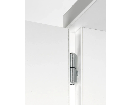 Detailopname van een scharnier op een witte deur