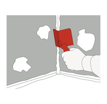 Gebruik van een voegspatel in een hoek om afdichtmiddel glad te strijken