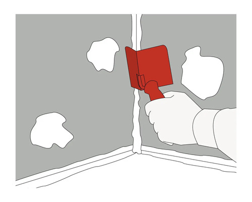 Gebruik van een voegspatel in een hoek om afdichtmiddel glad te strijken