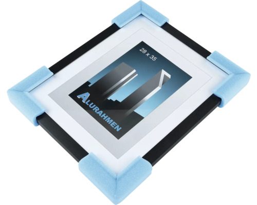 Zwart aluminium fotolijst van 28 x 35 met hoekbeschermers