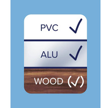 Geschikt voor PVC, aluminium en hout