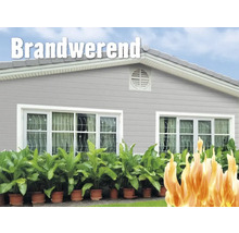 Huisgevel met brandwerende gevelbekleding en het opschrift brandwerend.