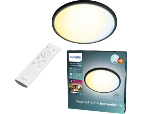 Philips LED plafondlamp met afstandsbediening, 16 Watt, 2000 Lumen, dimbaar, super slank ontwerp.