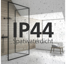 Beschermingsgraad IP44, spatwaterdicht.