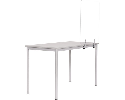 Tafel met transparante tafelopzet als spatscherm