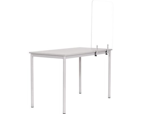 Bureau met acrylglas tafelopzetstuk als spatscherm