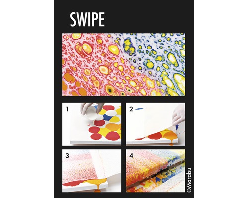 Instructies voor een swipe-techniek met kleuren op een canvas