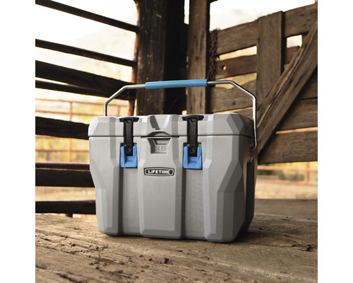 Grijze koelbox met handvat van Lifetime met een inhoud van 26 liter