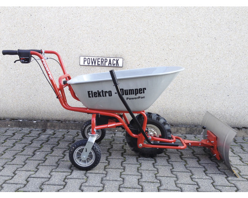 Elektrische kruiwagen met sneeuwschuif