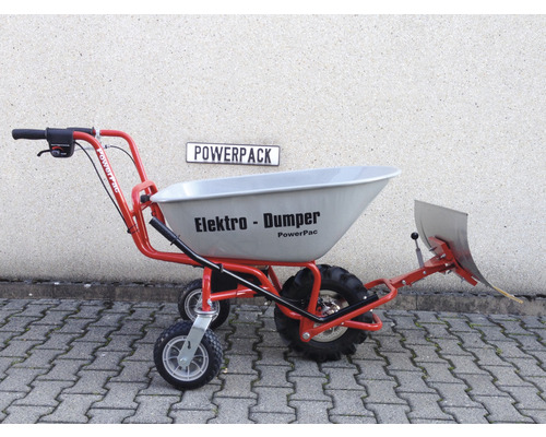 Elektrische kruiwagen met sneeuwschuiver