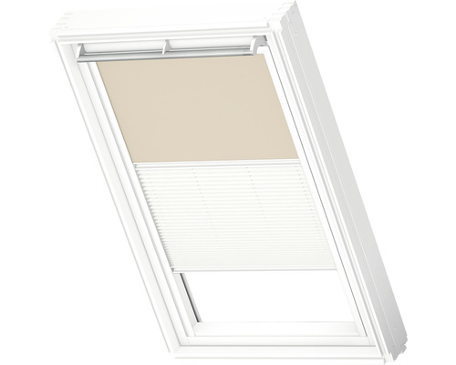 Dakvenster met verduisteringsrolgordijn en plissé
