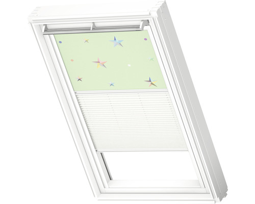 Dakvenster rolgordijn met sterrenpatroon en plissé