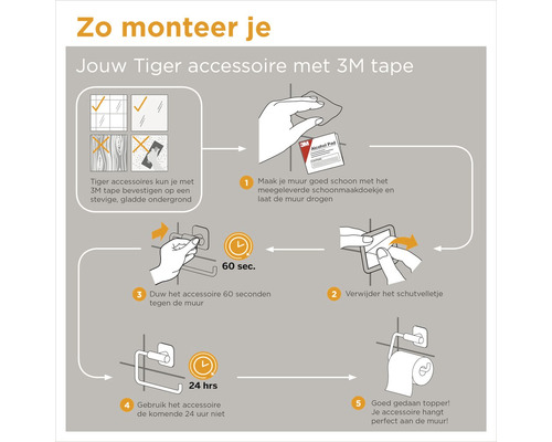 Instructies voor het monteren van Tiger accessoires met 3M tape