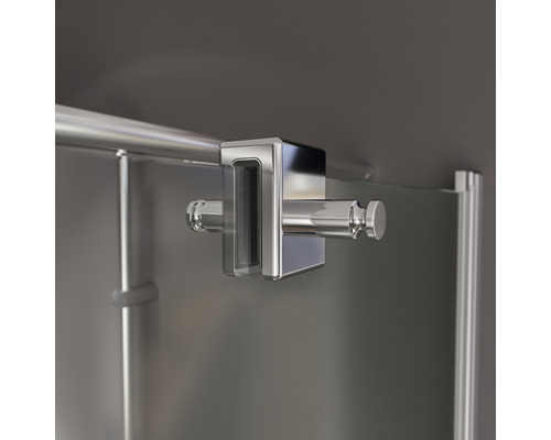 Gedetailleerde weergave van een metalen douchecabinebevestiging