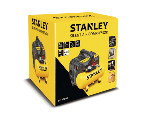 Verpakking van een Stanley stille luchtcompressor