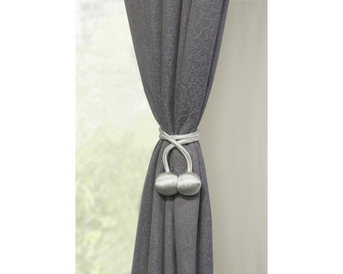 Grijs gordijn met koordhouder