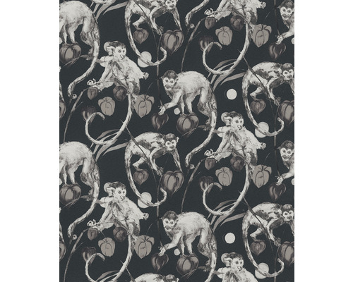 Behang met apen- en lampionplantpatroon