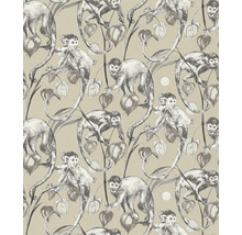 Behang met apen- en plantenpatroon
