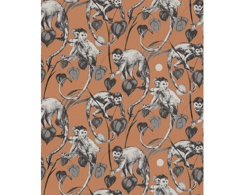 Behang met apen en plantmotieven