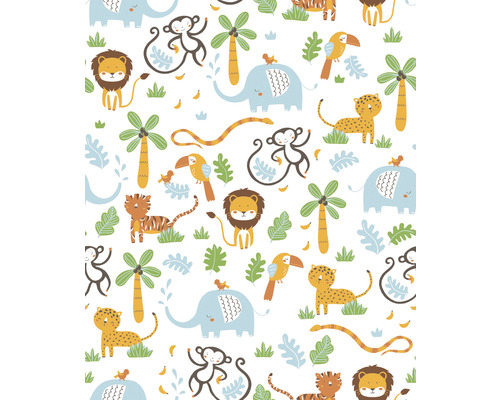 Patroon met jungle dieren, palmbomen en bladeren