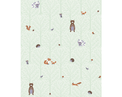 Behang met bosdierenpatroon