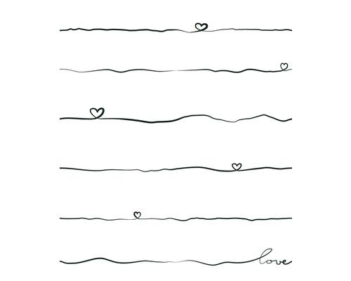 Illustratie met horizontale lijnen en hartsymbolen