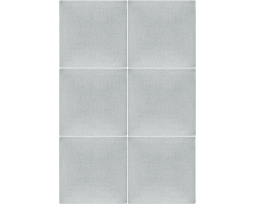 Zes grijze tegels in formaat.