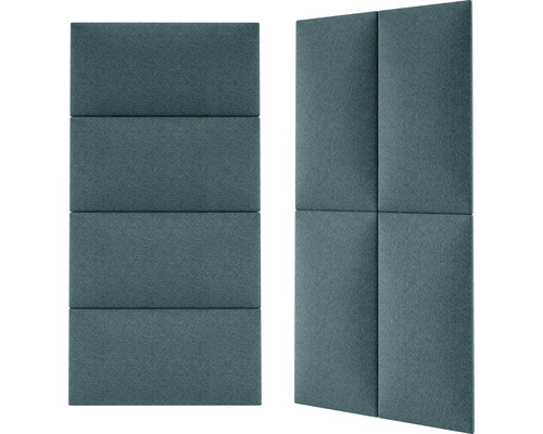 Geluidsabsorber voor wandmontage, bestaande uit meerdere rechthoekige panelen