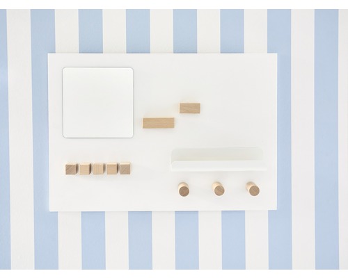 Wandgarderobe met spiegel, plank, haken en houten details