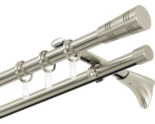 Dubbele gordijnroede met gordijnringen en gordijnhaken