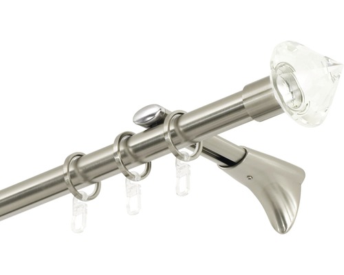 Gordijnroede met steunen, ringen en eindstuk