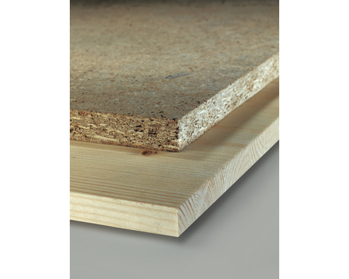 Houten plank en spaanplaat in doorsnede