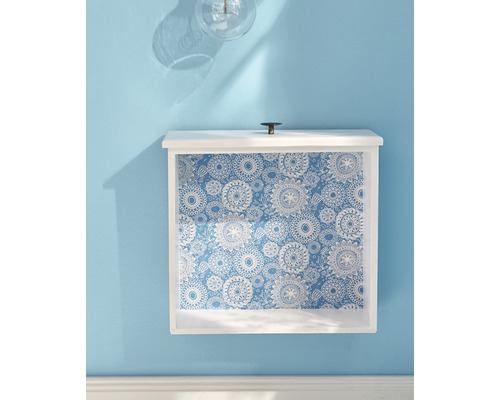 Wandplank met blauw patroon