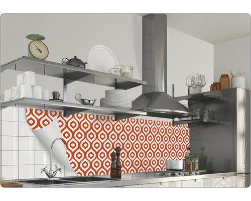 Keuken met spatbeschermingsfolie met patroon