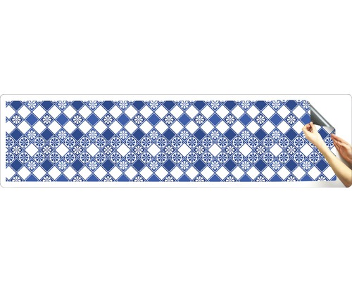 Decoratieve folie met blauw-wit ruitpatroon
