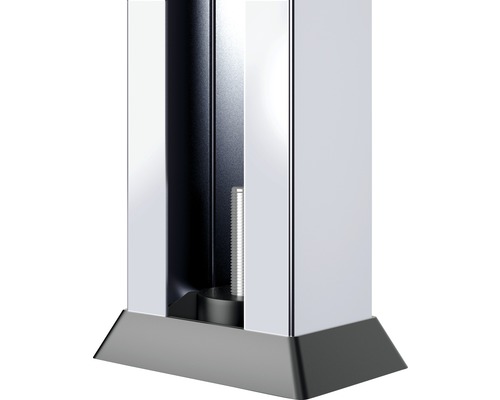 Detail van een paalvoet met schroef voor hekwerkconstructie