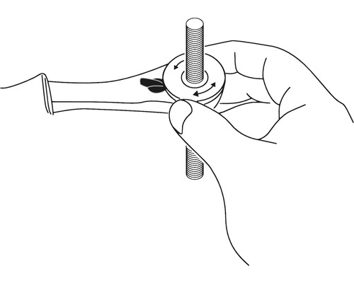 Illustratie van een hand die een draadspindel draait