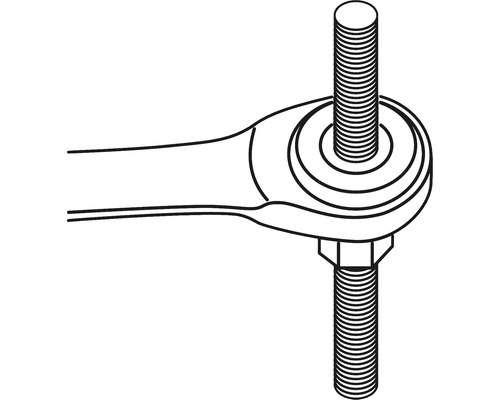Tekening van een spoorstang met schroef