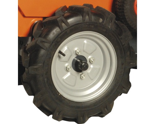 Wiel van een gemotoriseerd apparaat met bandenprofiel