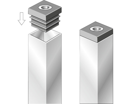 Illustratie van een vierkante buisstopmontage