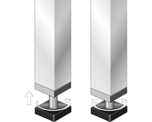 Illustratie van in hoogte verstelbare meubelpoten