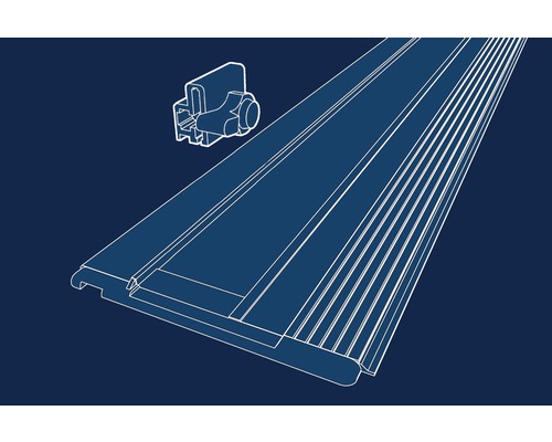 Technische tekening van een rolluikpantser met accessoires